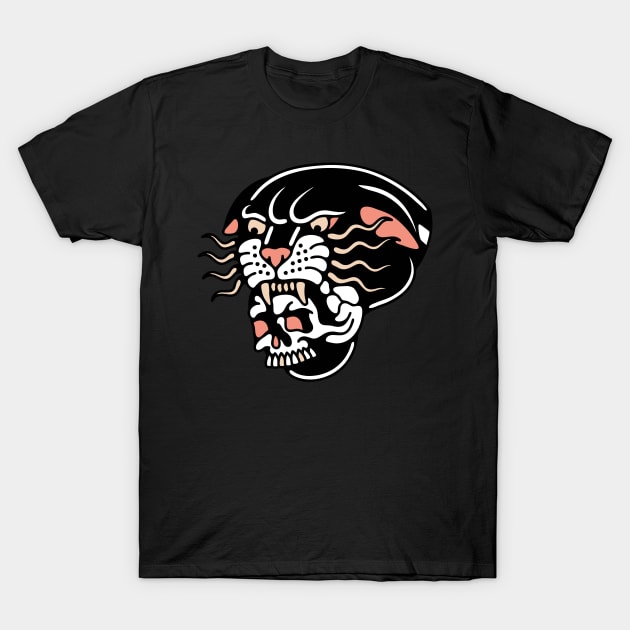 Black panther and skull T-Shirt by Bojes Art